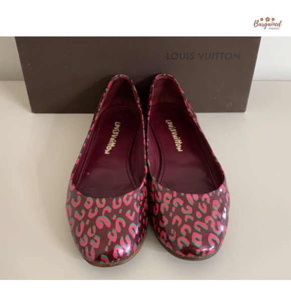 Auth Louis Vuitton Patent Leather Leopard Print Stephen Sprouse Ballet Flats 8.5 - Picture 11 of 13